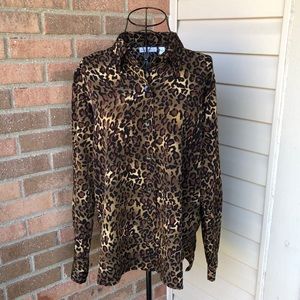 Susan Graver leopard button down